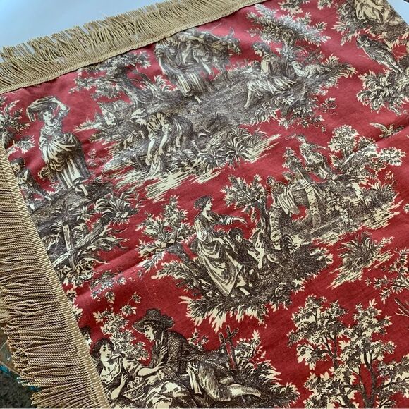 Waverly French Country Toile Fringe Tablecloth - Picture 4 of 7